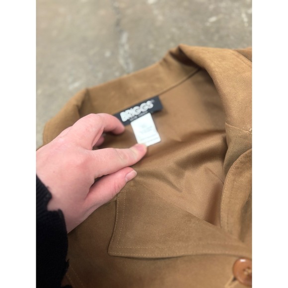 BRIGGS NEW YORK Suede style Belted Jacket Blazer Camel Brown Size XL fits‎ small - Picture 4 of 8